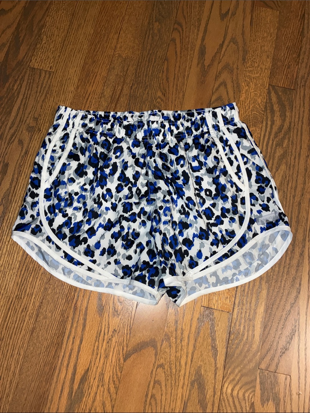Calvin Klein Blue and White Leopard Athletic Shorts